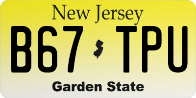 NJ license plate B67TPU