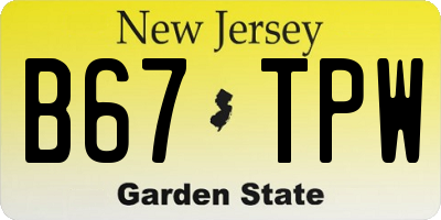 NJ license plate B67TPW