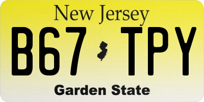 NJ license plate B67TPY
