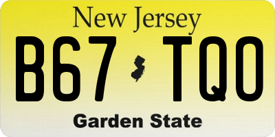 NJ license plate B67TQO