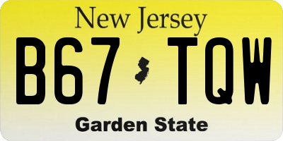NJ license plate B67TQW