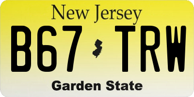 NJ license plate B67TRW