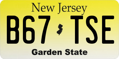 NJ license plate B67TSE