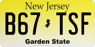NJ license plate B67TSF