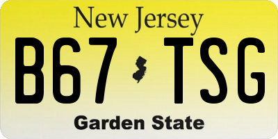 NJ license plate B67TSG