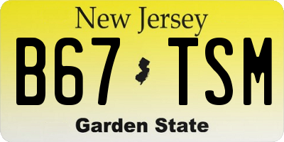 NJ license plate B67TSM