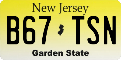 NJ license plate B67TSN