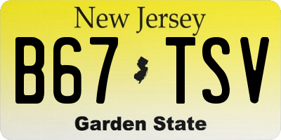 NJ license plate B67TSV