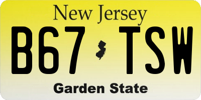 NJ license plate B67TSW