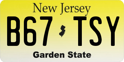 NJ license plate B67TSY