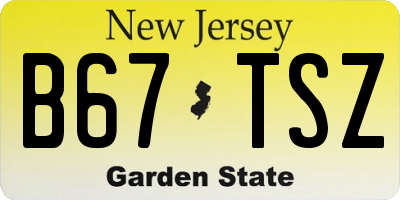 NJ license plate B67TSZ