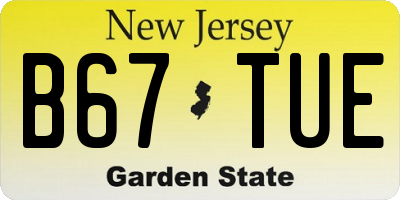 NJ license plate B67TUE