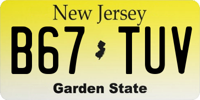 NJ license plate B67TUV