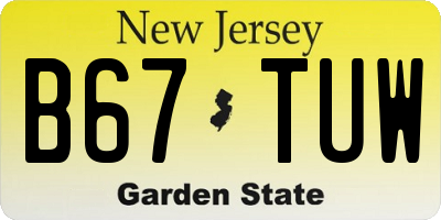 NJ license plate B67TUW