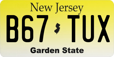 NJ license plate B67TUX