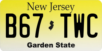 NJ license plate B67TWC