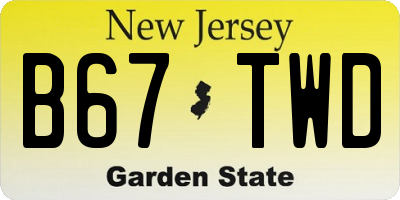 NJ license plate B67TWD