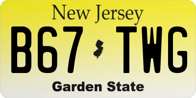 NJ license plate B67TWG