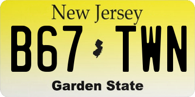 NJ license plate B67TWN