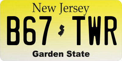 NJ license plate B67TWR