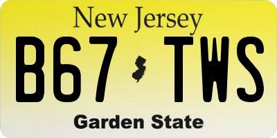 NJ license plate B67TWS