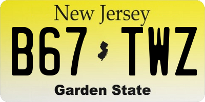 NJ license plate B67TWZ