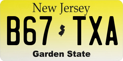 NJ license plate B67TXA