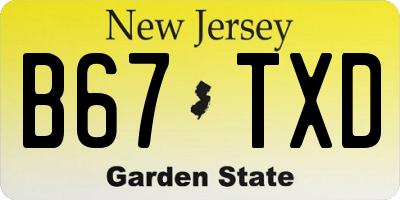 NJ license plate B67TXD
