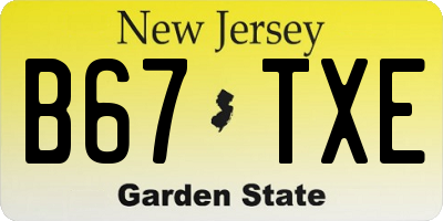 NJ license plate B67TXE