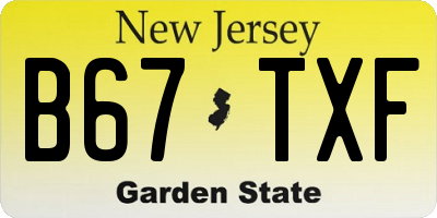 NJ license plate B67TXF