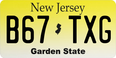 NJ license plate B67TXG