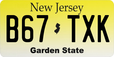 NJ license plate B67TXK