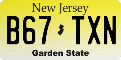 NJ license plate B67TXN