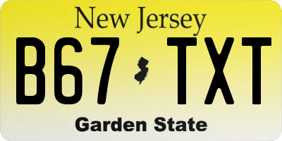 NJ license plate B67TXT