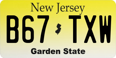 NJ license plate B67TXW
