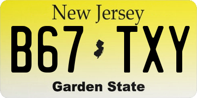NJ license plate B67TXY