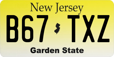 NJ license plate B67TXZ