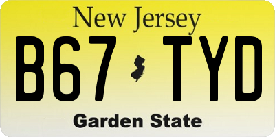NJ license plate B67TYD