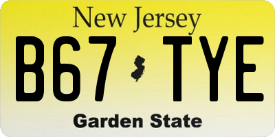 NJ license plate B67TYE