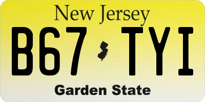 NJ license plate B67TYI