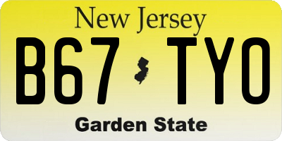 NJ license plate B67TYO