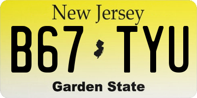 NJ license plate B67TYU