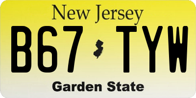 NJ license plate B67TYW