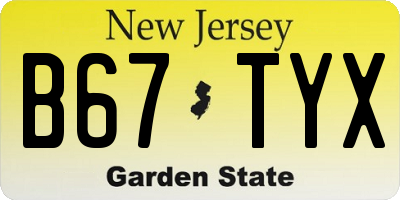 NJ license plate B67TYX