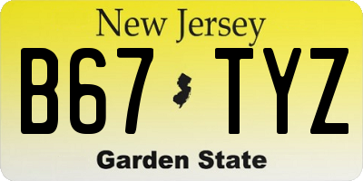 NJ license plate B67TYZ