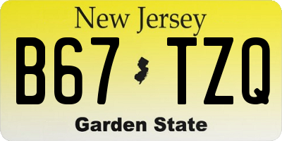 NJ license plate B67TZQ