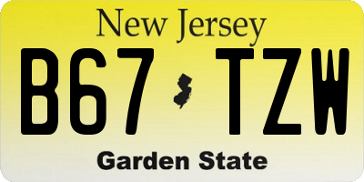 NJ license plate B67TZW