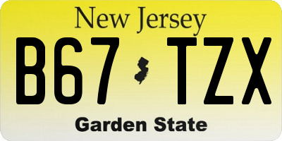 NJ license plate B67TZX