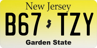 NJ license plate B67TZY
