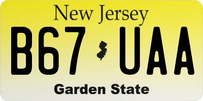 NJ license plate B67UAA